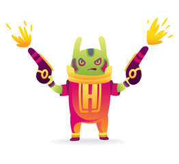 Aufkleber - Cartoon alien. Robot toys character. Android isolated on white background. Funny monster for kids monstrosity in space suit