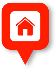 Poster - Home icon with realistic shadow. Flat style houses symbols for apps and websites.