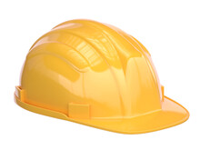 Yellow Hard Hat, Safety Helmet Isolated On White Background 3d Rendering