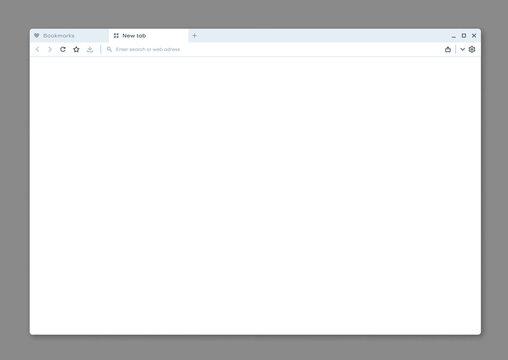 Internet web browser window interface mockup. Tablet website empty window or phone webpage screen vector interface with blank tab. Laptop or desktop PC Internet browser window UI