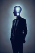 © cfhdesign - Silhouette of business main in a suit brainstorming the latest idea. Generative AI, this image is not based on any original image, character or person.