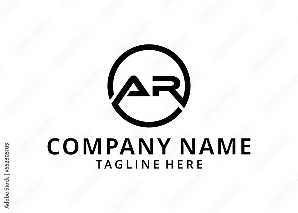 AR Circular Letter Logo with Circle Design and White Background. Stock ...