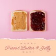 Composition of national peanut butter and jelly day and sandwiches with peanut and jelly