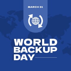 Wall Mural - Composition of world backup day text over globe and world map