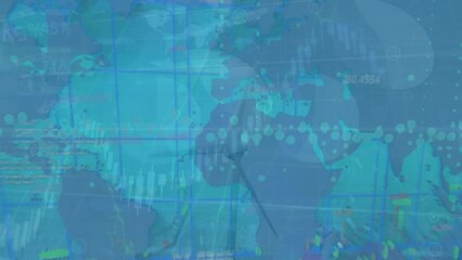 Poster - Animation of statistics and data processing over world map background