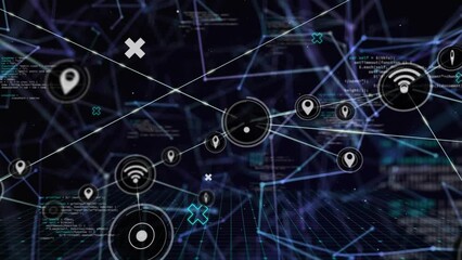Poster - Animation of network of connections with icons with data processing