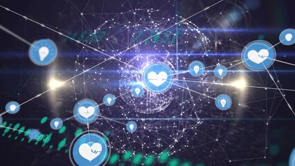 Poster - Animation of network of connections with icons with data processing