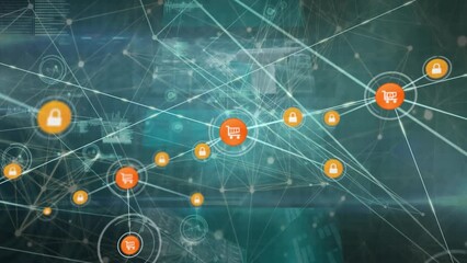 Poster - Animation of network of connections with icons with data processing