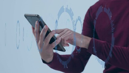 Poster - Animation of data processing over man using tablet
