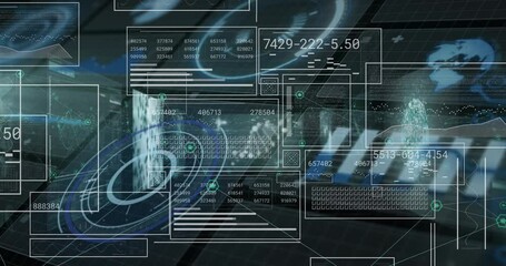 Poster - Animation of data processing over diverse male computer circuit board