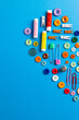 © vectorfusionart - Composition of sewing equipment on blue background