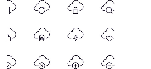 Wall Mural - Single line icon of cloud. High quality vector illustration for design, web sites, internet shops, online books etc. Editable stroke in trendy flat style isolated on white background