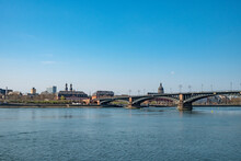 Skyline Of Mainz With River Main And Theodor Heuss Bridge