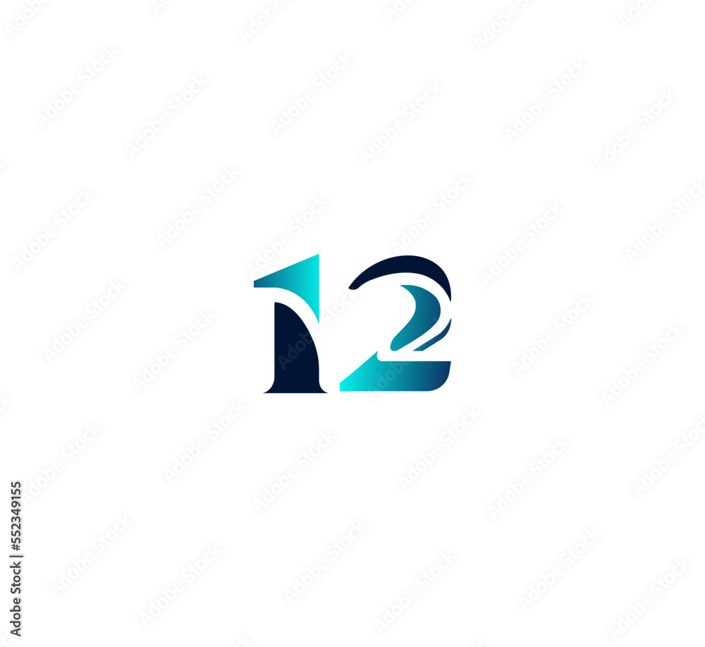Number 12 logo design template elements. Modern abstract digital ...