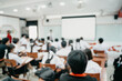 © narongchaihlaw - Close up student study in class at the elementary school. Education concept.Retro tone.