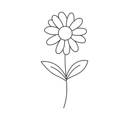 vector isolated one small simple flower tattoo colorless black and white contour line easy drawing