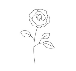 Wall Mural - Vector isolated one small simple flower tattoo colorless black and white contour line easy drawing
