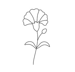 Wall Mural - Vector isolated one small simple flower tattoo colorless black and white contour line easy drawing