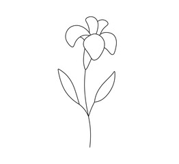 Wall Mural - Vector isolated one small simple flower tattoo colorless black and white contour line easy drawing