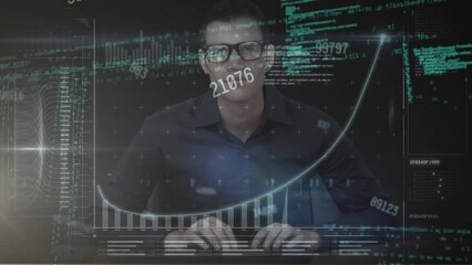 Poster - Animation of data processing over caucasian businessman