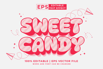 Poster - Editable text effect Sweet Candy 3d Cartoon cute style premium vector