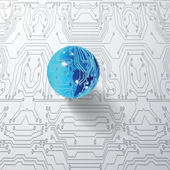 Fototapete - tech modern retro futuristic background .Vector design composition with various technology elements . Abstract contemporary art

