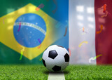 Fototapeta Sport - Football Cup competition between the national Brazil and national France.