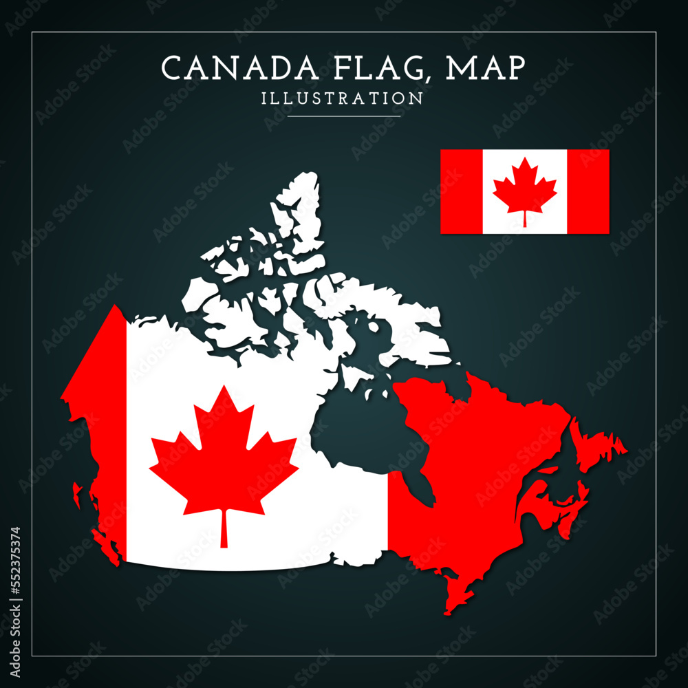 Canada Flag, Map Vector Illustration Stock Vector | Adobe Stock