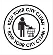 keep your city clean vector icon, black in color. environmental abstract
