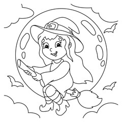 Wall Mural - Coloring page for kids. Digital stamp. Cartoon style character. Isolated on white background. Vector illustration.