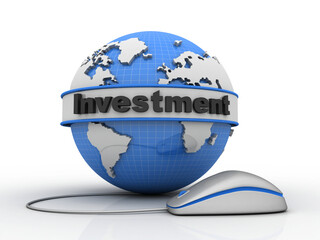 Poster - 3D illustration investment with globe connected mouse