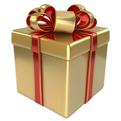 Wall Mural - gift golden box with a red bow