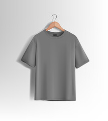 Wall Mural - Men gray T-shirt. Realistic mockup. Short sleeve T-shirt template on background