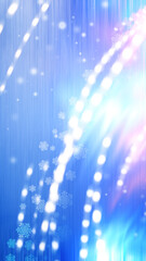 Wall Mural - snowy winter blue background. snowflakes, neon glow, blurred lights