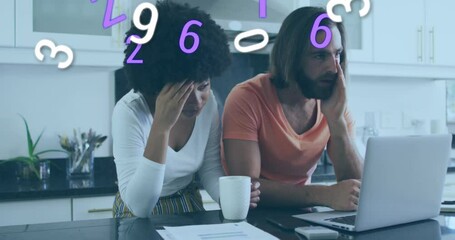 Aufkleber - Animation of numbers changing over diverse couple using laptop