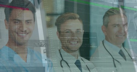 Poster - Animation of financial data processing over male doctors