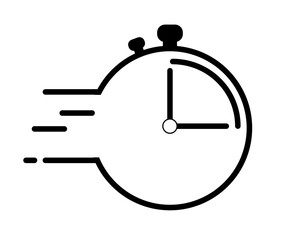 Clock with pointer marking remaining time. Clock with speed of time in black and white vector