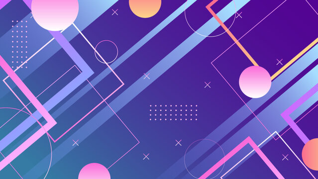 Abstract neon gradient geometric memphis background with retro cyber punk 70s 80s 90s old cyberpunk style