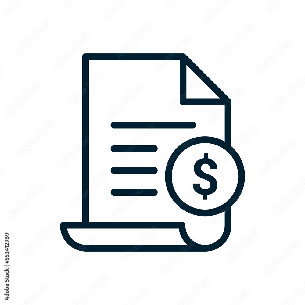 Invoice line icon. Payment and bill invoice. Order symbol concept. Tax ...