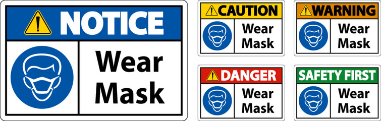 Wear Mask Sign On White Background