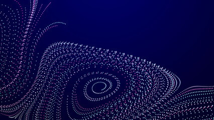Fototapete - Abstract digital background from rounded colored lines. Information flow space. Big data visualization. 3D rendering.