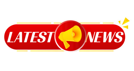 Poster - Megaphone with latest news on white background. Megaphone banner. Web design. Vector