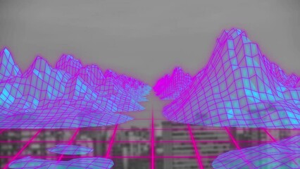 Poster - Animation of metaverse and data processing over cityscape