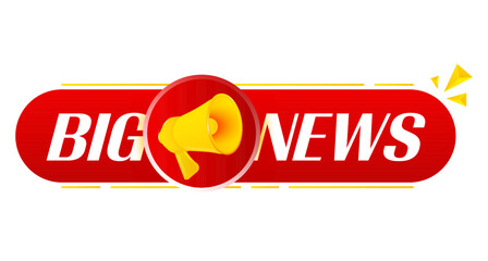 Aufkleber - Megaphone with big news on white background. Megaphone banner. Web design. Vector