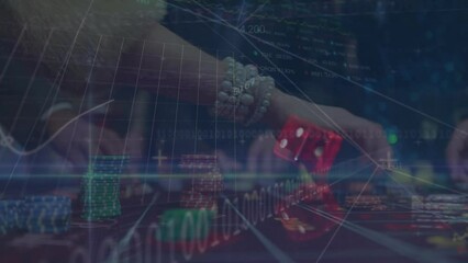 Poster - Animation of data processing over diverse business people in casino