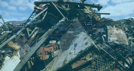 Poster - Animation of financial data processing over wasteland