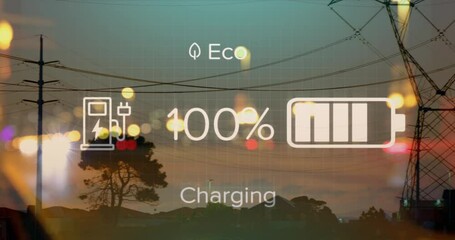 Poster - Animation of ecology icons over cityscape