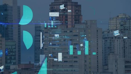 Poster - Animation of data processing over cityscape