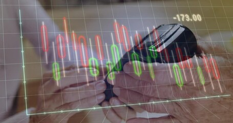Poster - Animation of financial data processing over diverse people paying with credit card