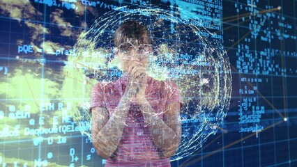 Poster - Animation of network of connections caucasian women